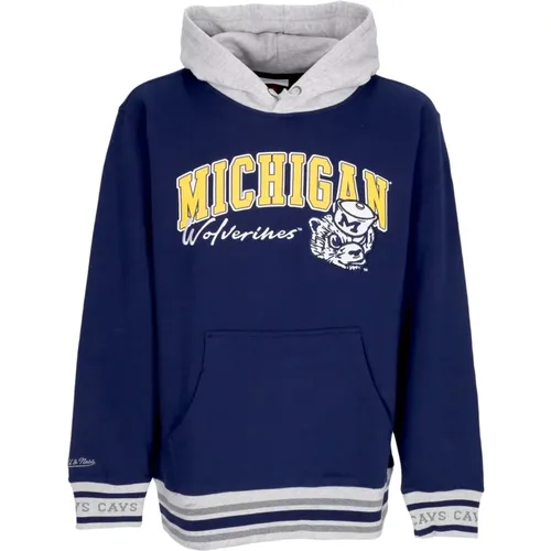 Hoodies, male, , Size: M Vintage Logo Fleece Hoodie Michigan Wolverines - Mitchell & Ness - Modalova