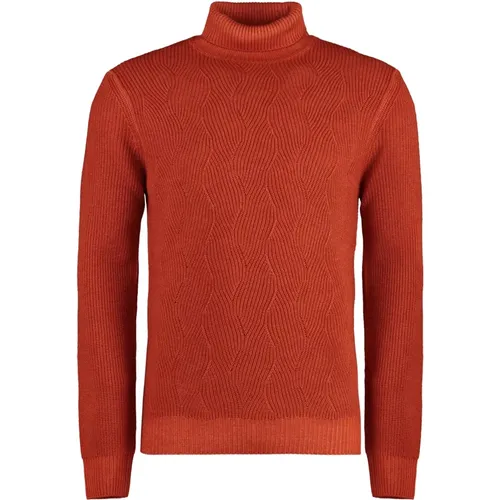 Turtlenecks, male, , Size: M Wool Turtleneck Sweater Ribbed Knit Edges - Moorer - Modalova