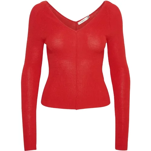 Rote Alert V-Ausschnitt Bluse , Damen, Größe: M - Gestuz - Modalova