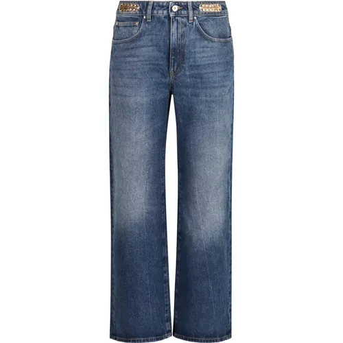 Straight Jeans, female, , Size: W28 Metallic Detail High-Rise Boyfriend Jeans - Rabanne - Modalova