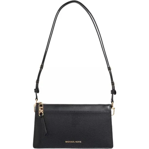 Luxuriöse Schwarze Leder Umhängetasche , Damen, Größe: ONE Size - Michael Kors - Modalova