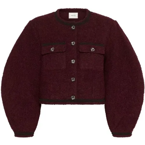 Light Jackets, female, , Size: XL Burgundy Short Bouclé Jacket with Buttons - Gestuz - Modalova