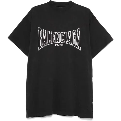 Logo Print Oversized Cotton T-shirt , male, Sizes: M, L - Balenciaga - Modalova