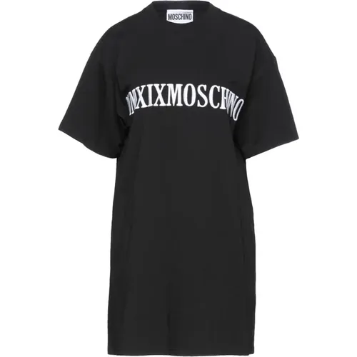 Couture T-Shirt Kleid mit Logo-Stickerei - Moschino - Modalova