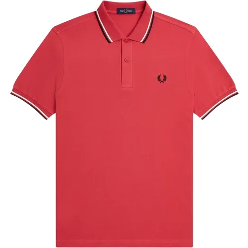 Slim Fit Twin Tipped Polo in Washed / Snow White/ Black , male, Sizes: M - Fred Perry - Modalova