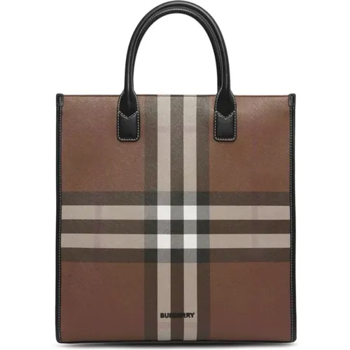 Exaggerated Check Tote Bag , male, Sizes: ONE SIZE - Burberry - Modalova