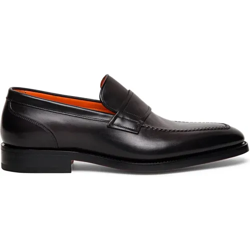 Herren Leder Pennyloafer , Herren, Größe: 42 EU - Santoni - Modalova