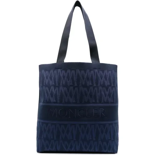 Marineblaue Jacquard bestickte Tote Tasche - Moncler - Modalova