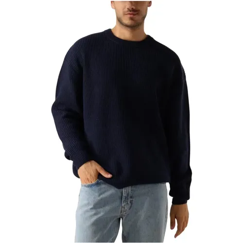 Marineblauer Strickpullover für Herren , Herren, Größe: M - Woodbird - Modalova