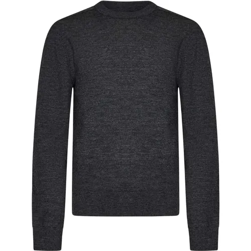 Grey Wool Sweater with Leather Patches , male, Sizes: XL, M, S, L - Maison Margiela - Modalova