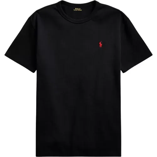 Schwarzes Baumwoll Regular Fit T-Shirt , Herren, Größe: M - Polo Ralph Lauren - Modalova