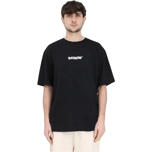 Schwarzes T-Shirt mit Logo und Druck,Schwarzes bedrucktes Hemd,Logo Print Crew Neck T-shirts und Polos - Barrow - Modalova