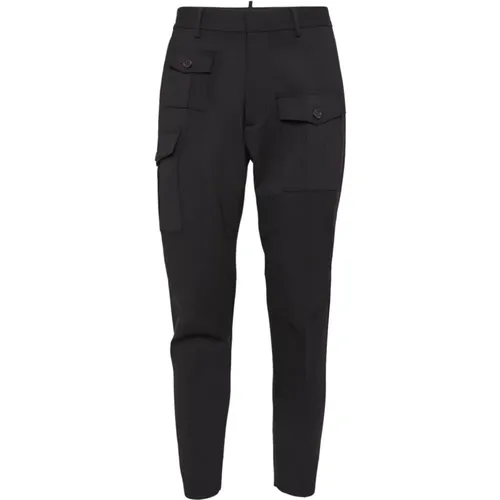 Cargo-Stil schwarze Baumwollhose , Herren, Größe: L - Dsquared2 - Modalova