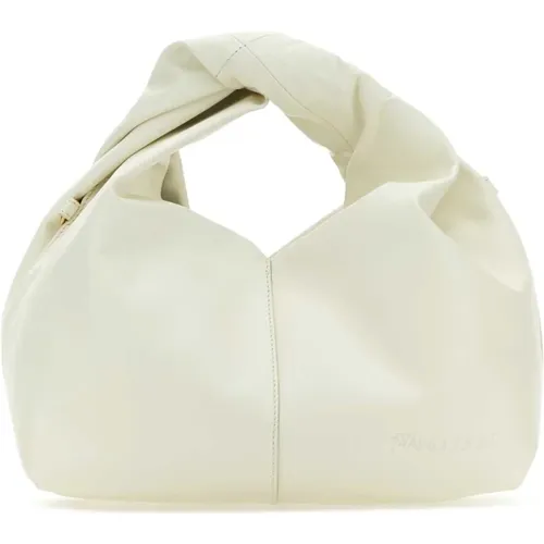 Handbags, female, , Size: ONE SIZE Ivory Leather Mini Twister Hobo Handbag - JW Anderson - Modalova