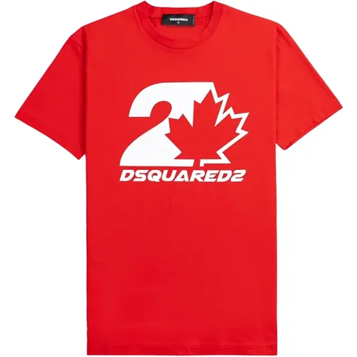 Rotes Cool Logo Print Hemd für Männer , Herren, Größe: M - Dsquared2 - Modalova