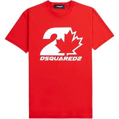 Rotes Cool Logo Print Hemd für Männer - Dsquared2 - Modalova