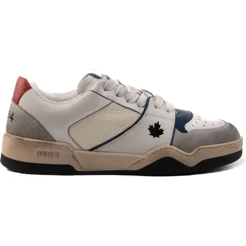 Leather Leaf Embroidered Sneakers , male, Sizes: 10 UK, 8 1/2 UK, 9 1/2 UK, 6 UK, 8 UK, 7 1/2 UK, 7 UK - Dsquared2 - Modalova