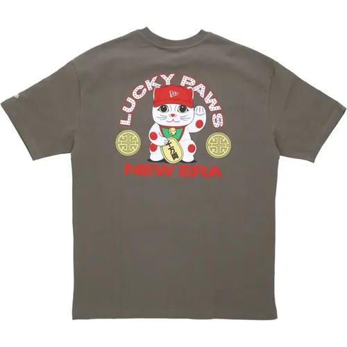 T-Shirts, male, , Size: M Character Graphic Tee Lucky Paws Olive/White - new era - Modalova