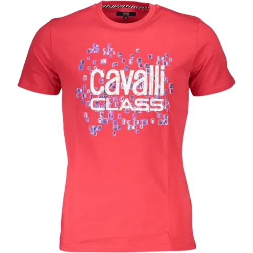 Rotes Baumwoll-Print-Logo-T-Shirt - Cavalli Class - Modalova