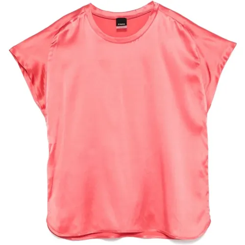 Blouses, female, , Size: 2XS Silk Short Sleeve Shirt - pinko - Modalova