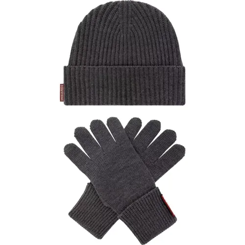 Wool Set: Hat and Gloves , male, Sizes: ONE SIZE - Dsquared2 - Modalova