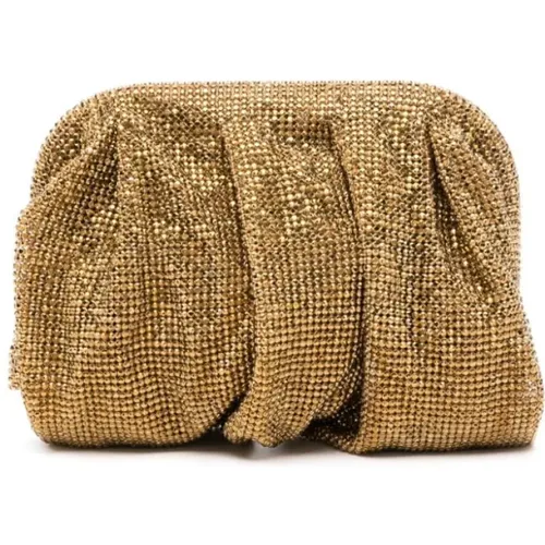 Golden Rhinestone Embellished Bag , female, Sizes: ONE SIZE - Benedetta Bruzziches - Modalova