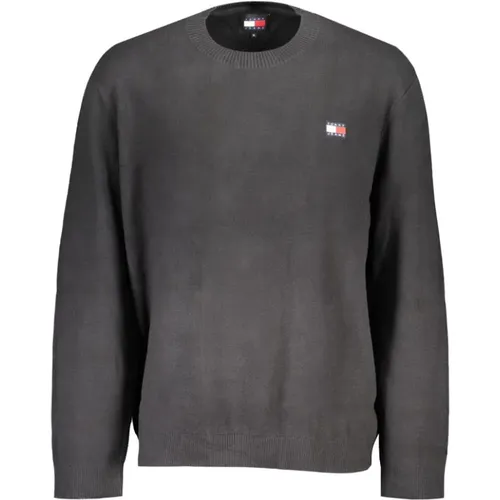 Schwarzer Baumwollpullover mit Stickerei , Herren, Größe: 2XL - Tommy Hilfiger - Modalova