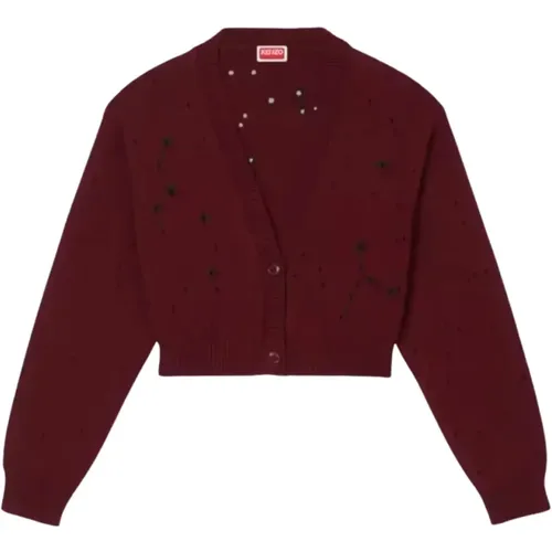 Cardigans, female, , Size: XS Burgundy Constellation Cardigan - Kenzo - Modalova