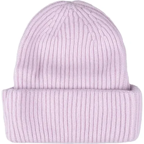 Beanies, female, , Size: ONE SIZE Cashmere Ribbed Beanie in Petunia - Fedeli - Modalova