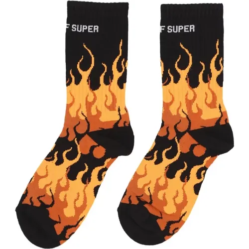 Flammen Logo Socken Schwarz/Orange/Weiß - VISION OF SUPER - Modalova