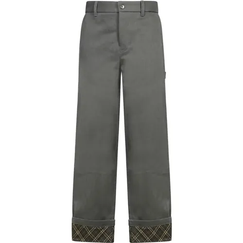 Straight Trousers, male, , Size: M Grey Trousers for Men - Burberry - Modalova