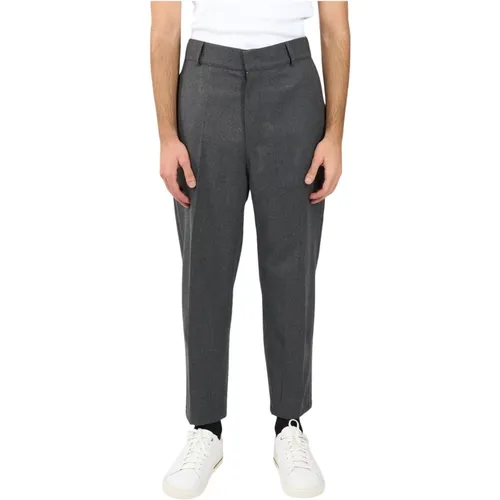 Straight Trousers, male, , Size: S Wool Blend Pants with Elastic Waist - Mauro Grifoni - Modalova