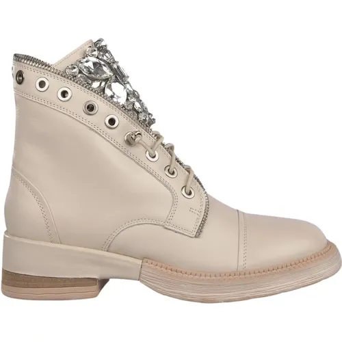 Rhinestone Leather Ankle Boots , female, Sizes: 2 UK, 3 UK - Alma en Pena - Modalova