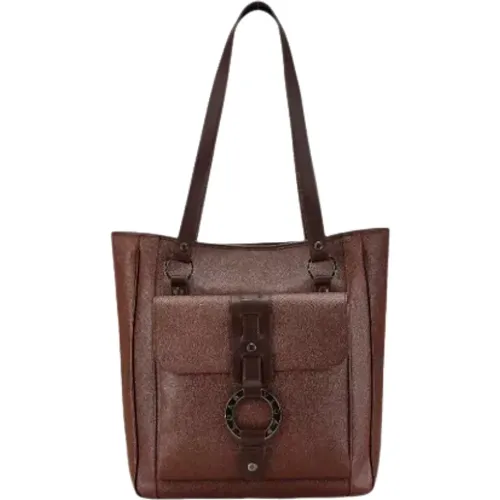 Pre-owned Tote Bags, female, , Size: ONE SIZE Pre-owned Leather shoulder-bags - Bvlgari Vintage - Modalova