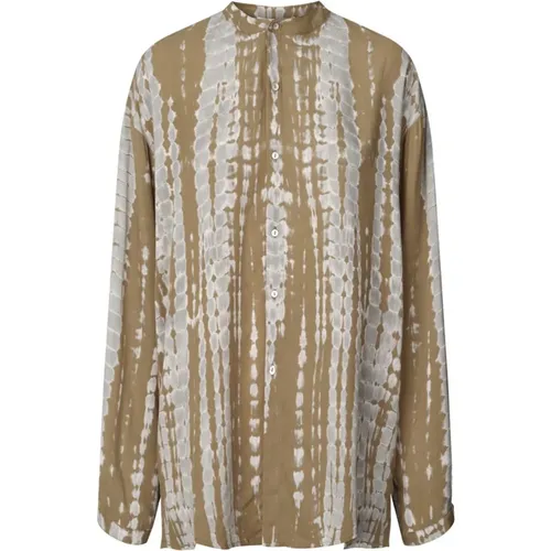 Weiche Oversize Bluse mit Handgefärbtem Muster , Damen, Größe: M - Rabens Saloner - Modalova
