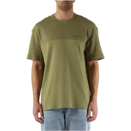 Kontrastpanel Baumwoll T-shirt , Herren, Größe: S - Calvin Klein Jeans - Modalova