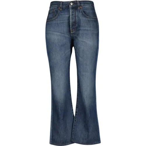 Ausgestellte Jeans in rohem blauem Denim - Victoria Beckham - Modalova