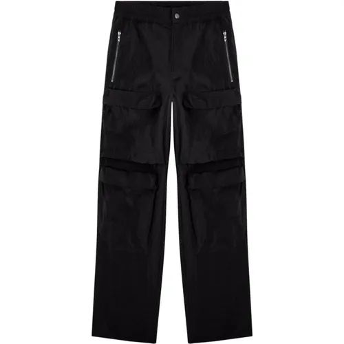 Wide Trousers, male, , Size: L Elasticated Waistband Press-Stud Pants - Diesel - Modalova