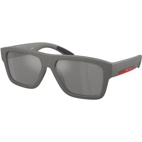 Stylish Grey Mirrored Silver Sunglasses , male, Sizes: 56 MM - Prada - Modalova