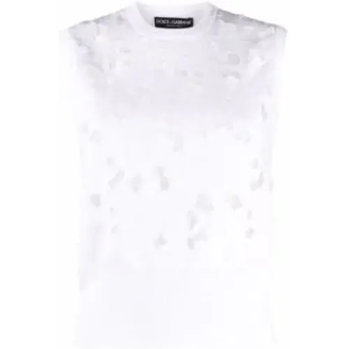 Ärmelloses Top mit weißer Stickerei - Dolce & Gabbana - Modalova