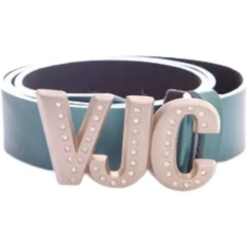 Pre-owned leather metallic waist belt in size 70/85. , female, Sizes: ONE SIZE - Versace Pre-owned - Modalova