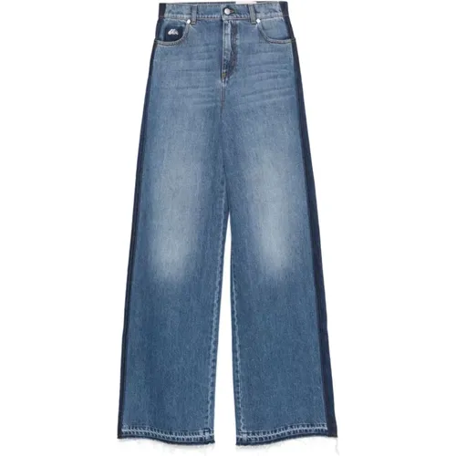 High Waist Wide Leg Denim Jeans - alexander mcqueen - Modalova