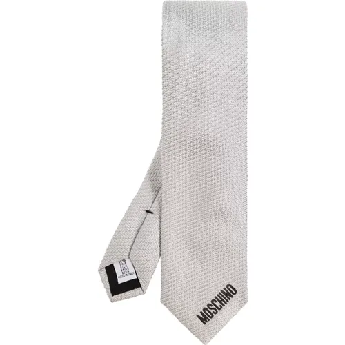 Ties, male, , Size: ONE SIZE Silk tie with logo - Moschino - Modalova