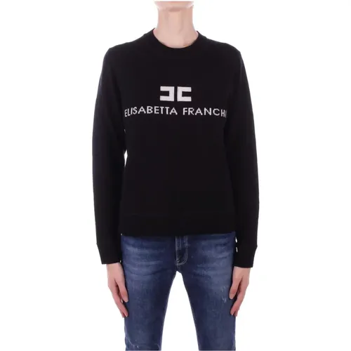 Bestickte Logo Pullover , Damen, Größe: M - Elisabetta Franchi - Modalova