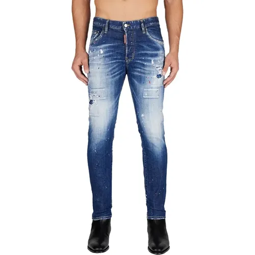 Skater Slim-fit Jeans - Azul , Herren, Größe: M - Dsquared2 - Modalova
