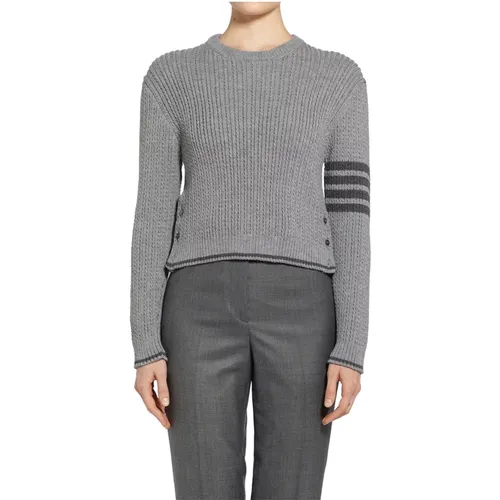 Cropped Cable Strickpullover , Damen, Größe: 3XS - Thom Browne - Modalova