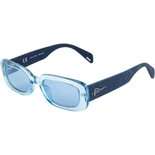 Blaue Acetat Damen Sonnenbrille , Damen, Größe: 54 MM - Police - Modalova