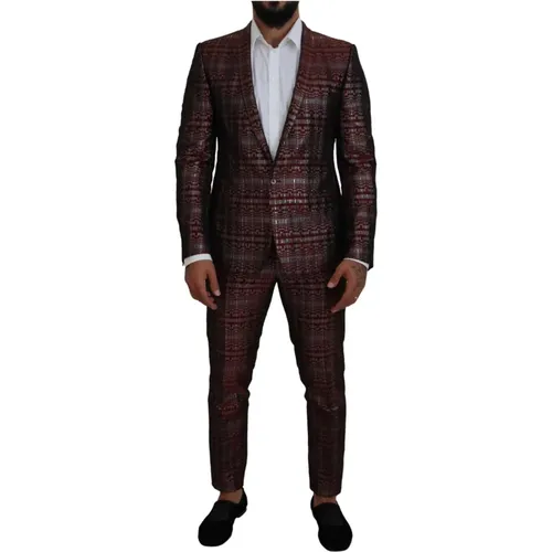 Slim Fit Bordeaux Suit - Dolce & Gabbana - Modalova