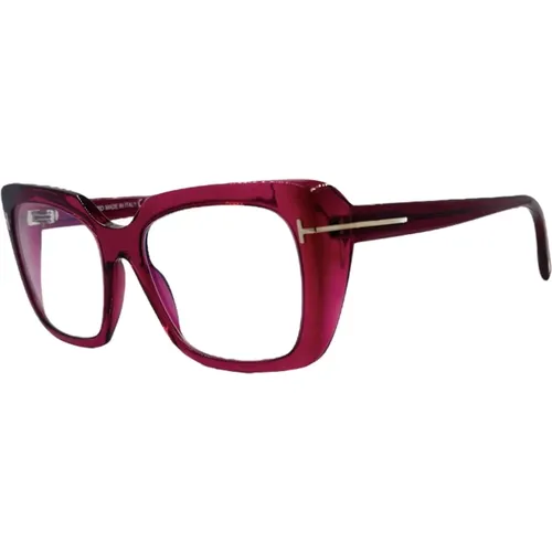 Glasses, female, , Size: ONE SIZE Butterfly Square Sunglasses Burgundy Acetate - Tom Ford - Modalova