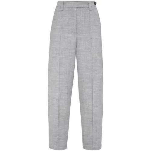 Heather Grey Wool Blend Tailored Pants , female, Sizes: S, M, 2XS - BRUNELLO CUCINELLI - Modalova